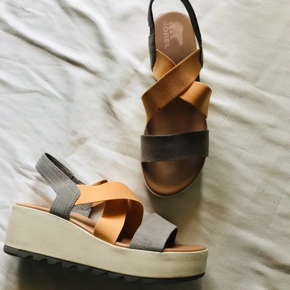 Sorel Cameron Sandal Flatform Slingback Wedge Platform Womens